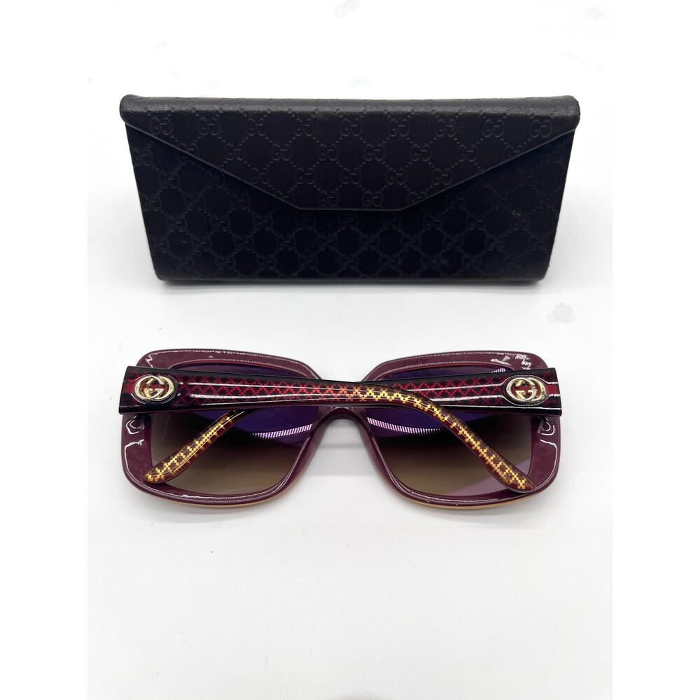 GUCCI Vintage Sunglasses, Case Included, Transparent Illusion Diamond Print - Picture 8 of 11